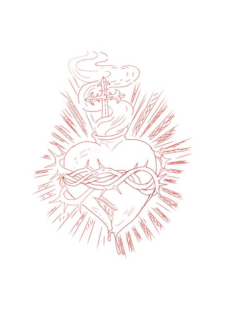 Sacred Heart Tattoo Outline, Sacred Heart Stencil, Sacred Heart Tattoo Stencil, Jesus Tattoo Stencil, Sacred Heart Drawing, Sacred Heart Tattoo Design, Half Sleeve Tattoo Stencils, Family Quotes Tattoos, Sacred Heart Art