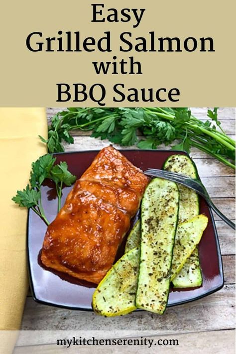 If you are looking for a great new way to prepare grilled salmon, try our Easy Grilled Salmon with BBQ Sauce Recipe #grilledsalmon #salmon Easy Grilled Salmon, Grilled Squash, Best Salmon Recipe, Bbq Salmon, Salmon Salad Recipes, Bbq Recipe, Healthy Salmon Recipes, Easy Salmon Recipes, Keto Friendly Desserts