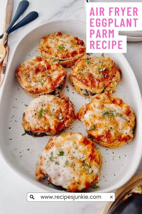 Eggplant Parmesan Air Fryer Recipe, Air Fryer Mediterranean Recipes, Eggplant Air Fryer Recipes, Eggplant Parmesan Air Fryer, Air Fryer Eggplant Parmesan, Eggplant Parm Recipe, Air Fryer Eggplant, Eggplant Boats, 2023 Meals