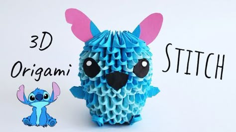 3d Origami Tutorial Easy, Origami Marvel, Manualidades Cute, 3d Origami Tutorial, Lilo And Stitch Characters, Origami Tutorial Easy, Origami Gifts, Origami 3d, Stitch Gift