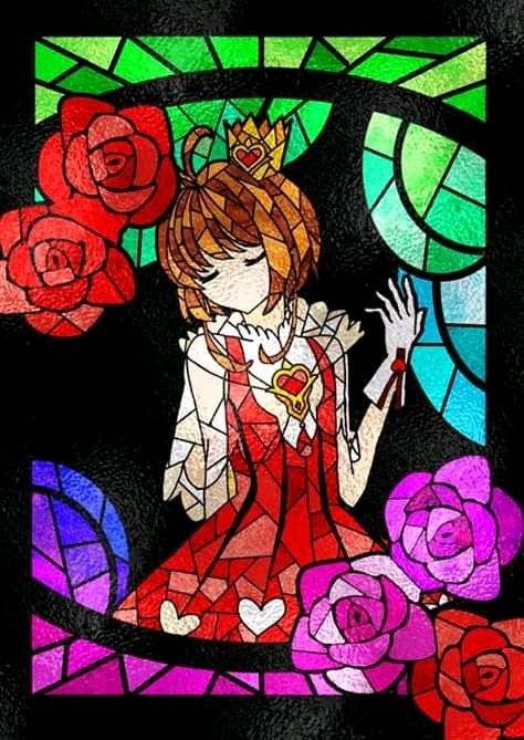 Sakura Art, Glowing Art, Clear Card, Sakura Card, Card Captor, Stained Glass Window, Cardcaptor Sakura, Kawaii Art, Stained Glass Art