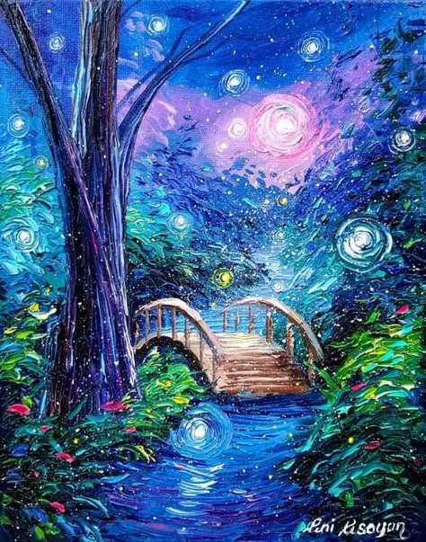 Monet Dreamy Acrylic Painting, Fairy Painting Ideas, Magical Paintings, Fairy Paintings, Dreamy Artwork, Scenery Paintings, Canvas Painting Designs, Landscape Art Painting, Canvas Painting Diy