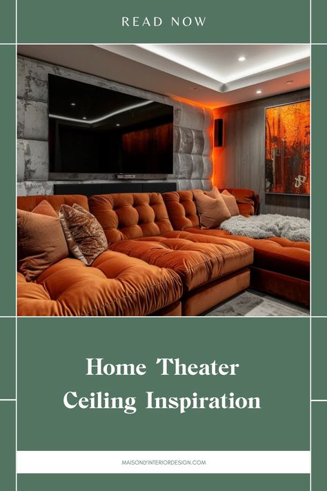 Transform your home with stunning home theater ceiling ideas that make movie nights unforgettable. Explore creative designs, from rich wood paneling to refreshing paint choices. Discover how clever lighting can set the perfect ambiance and turn your interior into a cinematic experience. Whether you opt for a minimalist look or go for dramatic effects, these innovative ideas are perfect for setting up a personal theater. Find tips to coordinate your ceiling design with the rest of your room for a seamless look everyone's sure to love. Home Theater Ceiling, In Home Movie Theater, Ceiling Inspiration, Theater Ceiling, Theatre Diy, Ceiling Options, Basement Home Theater, Acoustic Ceiling Tiles, Soundproofing Material