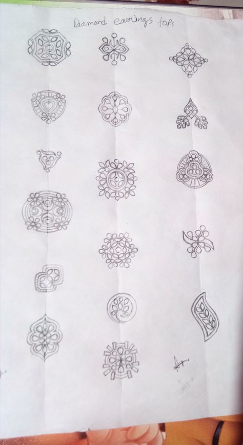 Manual Design Jewellery, Motives Design Sketch, Jewellery Motifs, Diamond Sketch, Diamond Earrings Design, Art Jewelry Design, Jewellery Design Sketches, Jewelry Design Drawing, Jewelry Illustration