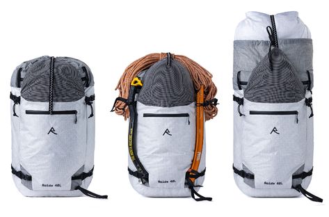 Raide is a new brand that's looking to shake up the ultralight snowsports category, starting with their LF 40L backpack. 40l Backpack, Ski Pack, Foldable Bag, Snow Sports, Bag Design, Men's Accessories, Blue Bird, Product Design, Blue Sky