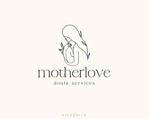 This is a hand drawn logo for your doula and pregnancy related business it is comprised of a maternal woman cradling a baby with florals and botanicals blooming from them inside of an arch. This is the perfect logo for baby related businesses, doula services, pregnancy business, birth related Pregnant Logo, Midwife Logo, Doula Branding, Doula Logo, Doula Business, Etsy Logo, Logo Feminine, Doula Services, Baby Logo