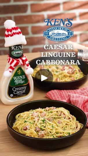 Ken’s Caesar Linguine Carbonara, Caesar Linguine Carbonara, House Dressing Recipe, Linguine Carbonara, Ww Pasta, Ceasar Dressing, Bacon Carbonara, Dinner 2023, Cozy Winter Vibes