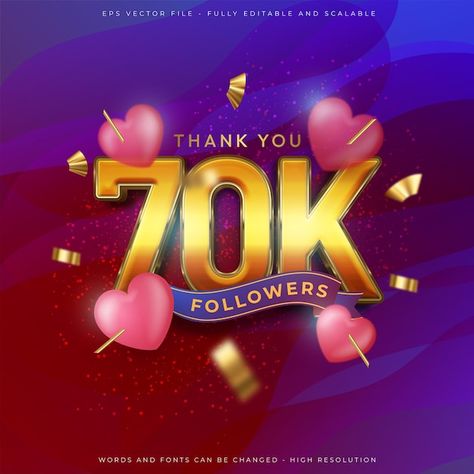 70k Followers, Social Media Followers, Eps Vector, Premium Vector, Thank You, Social Media, Media, Quick Saves, Instagram