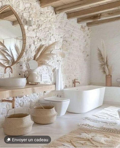 Wabi Sabi Bathroom Inspiration, Sauna Bathroom Design, Boho Style Bathroom, Bad Inspiration, Boho Bathroom, Chic Bathrooms, Bathroom Inspiration Decor, Bathroom Design Luxury, Design Your Dream House