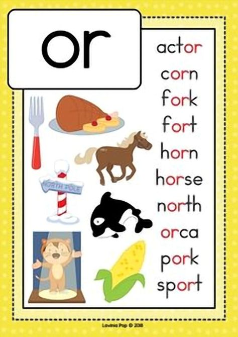 Explore the world of phonics with a focus on the R-controlled vowel "OR" through this engaging resource by Lavinia Pop, available on Teachers Pay Teachers. Perfect for educators looking to enhance their teaching tools. Or Words Phonics, Or Sound Words, Or Words, R Controlled Words, Lavinia Pop, Phonics Chart, Phonics Flashcards, Phonics Posters, Kindergarten Reading Activities