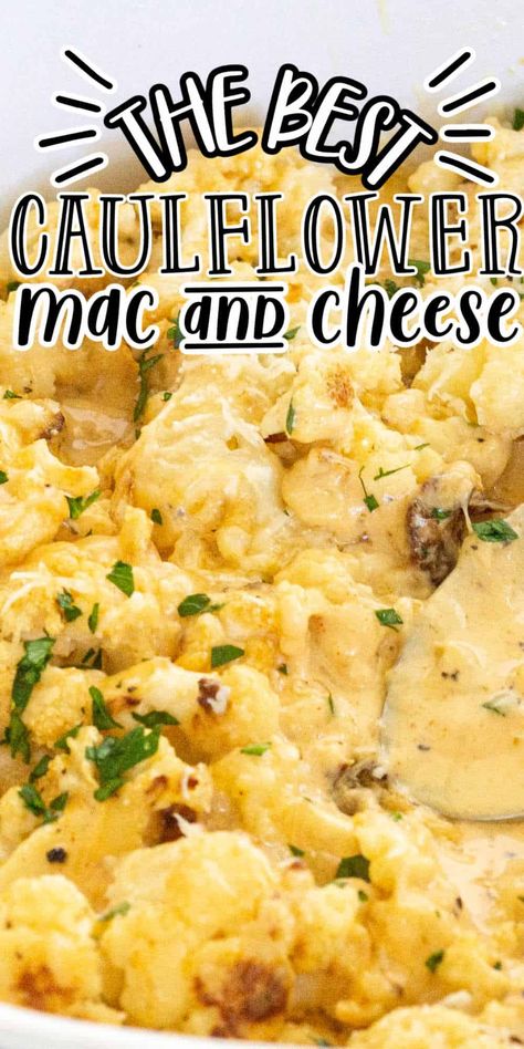 Easy Cauliflower Recipes, Cauliflower Side Dish, Mac And Cheese Healthy, Low Carb Holiday Recipes, Keto Mac And Cheese, Keto Sides, Easy Cheese Recipes, Loaded Cauliflower, Cauliflower Mac And Cheese