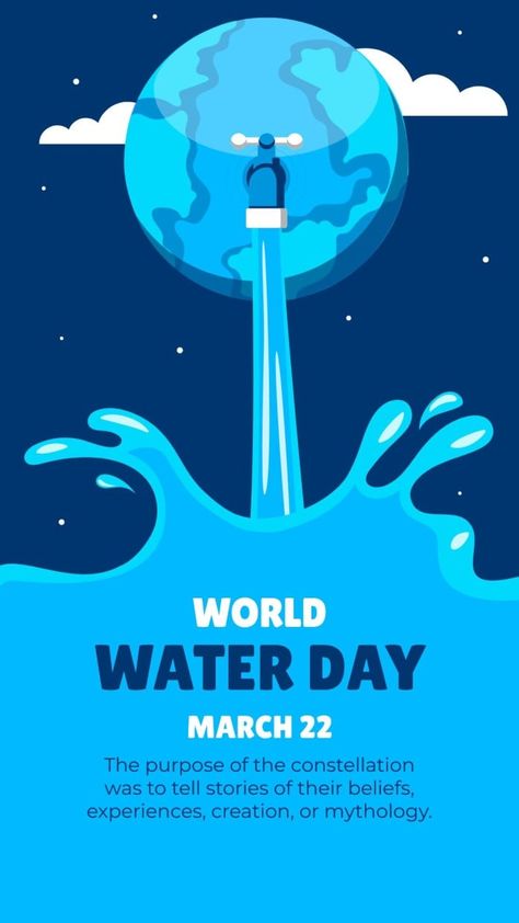 Hand-drawn Flat World Water Day Instagram Story World Water Day Poster Design, World Water Day Poster, Water Day Poster, Grey Water Recycling, Janmashtami Images, Water Recycling, Cover Photo Design, Importance Of Water, Flat World