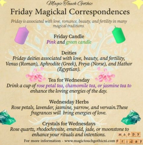 Friday Magick, Friday Magic, Business Crafts, Magic Day, Which Witch, Jasmine Tea, Spirit Soul, Green Candle, Chamomile Tea