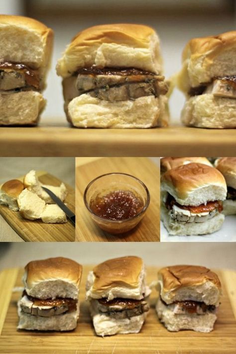 Pork Loin Sliders Hawaiian Rolls, Pork Roast Sliders, Pork Tenderloin Sliders Kings Hawaiian, Pork Tenderloin Sliders, Oven Baked Pork Tenderloin, Pork Loin With Apples, Tenderloin Sliders, Apple Chutney Recipe, Leftover Pork Tenderloin