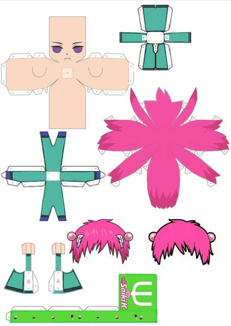 Saiki K And Coffee Jelly, Saiki And Coffee Jelly, Saiki K Coloring Pages, Paper Craft Character Template, Paper Craft Figure Template, Toritsuka And Saiki, Saiki Eating Coffee Jelly, Saiki K Papercraft, Nendou Saiki K