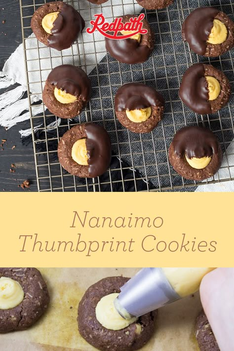 Thumbprint Cookies Christmas, Chocolate Thumbprint Cookies, Biscuits Graham, Nanaimo Bars, Xmas Baking, Thumbprint Cookies Recipe, Crinkle Cookies, Cookie Bar, Thumbprint Cookies