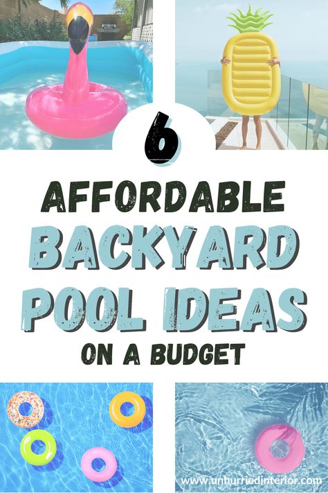 6 Affordable Backyard Pool Ideas on a Budget - Unhurried Interior Cheap Pool Ideas Budget Patio, Diy Pool Ideas, Pool Diving Board, Cheap Pool Ideas Budget, Pool Budget, Homemade Swimming Pools, Pool Makeover, Backyard Pool Ideas, Backyard Swimming Pool