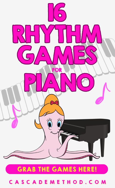 Need a fun way to teach rhythm to your piano students? Cascade Method has created over 16 digital rhythm piano games that your students will love! Most of these rhythm games are for beginner piano students! They'll be begging to work on rhythm during their lesson with you, and the best part, they'll be able to practice at home! Check out all the games here! Elementary Rhythm Activities, Piano Rhythm Games, Beat And Rhythm Activities, Beat Vs Rhythm Activities, I Got The Rhythm Book Activities, Piano Games, Piano Teacher, Kids Board, Rhythm Games