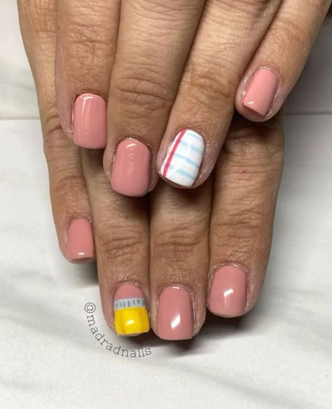 The Perfect Back to School Nail Designs Back To School Nails For 5th Grade, Back To School Nails 2023, Teacher Nails Designs Back To School, Back To School Nails For Teachers, Teacher Nails Designs, School Nails Short, Back To School Nails Short, Back To School Nail Designs, School Nail Designs