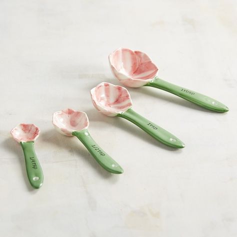 Flower Measuring Spoons, Ceramic Measuring Spoons, Sage Cottage, Cookware Set Best, Sewing Spaces, Crazy House, Measuring Cups & Spoons, Kitchen Ware, Dining Kitchen