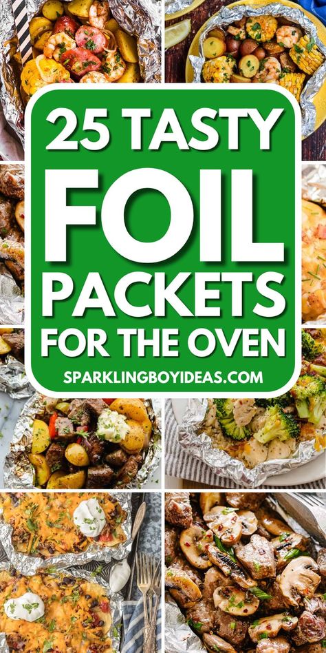 Foil packets for the oven make mealtime a breeze. Explore easy oven foil packet recipes like chicken foil packets, vegetarian oven foil packets, garlic butter shrimp foil packets, and foil packet seafood dinners. Also, try shrimp foil packets and oven-baked salmon foil packets. Enjoy healthy oven-foil packet meals with seasonal vegetable foil packets or lemon pepper foil packet dinners. From BBQ chicken foil packets to Mediterranean fish foil packets, these foil packet recipes are awesome. Foil Wraps In Oven, Foil Oven Dinners, Summer Foil Packet Dinners, Foil Packet Dinners Oven, Foil Meals Oven Dinners, Shrimp Packets Oven, Shrimp Foil Packets For The Oven, Chicken In Foil Packets Ovens, Foil Wrapped Meals