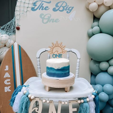 The Big One 1st Birthday party today 🌊🏄🏼‍♂️🌞✨ Smash cake and cookies by Bake Someone Happy. 😋 Little Tikes car makeover and custom surfboards by my brother and Krupted Rides 🏄🏼��‍♂️😎✨ The Big One Birthday Decorations, Retro Surf First Birthday Party, The Big One Beach Birthday, Beach Smash Cake, Tikes Car Makeover, Little Tikes Car Makeover, The Big One Birthday Party, The Big One Cake, Big One Birthday Party