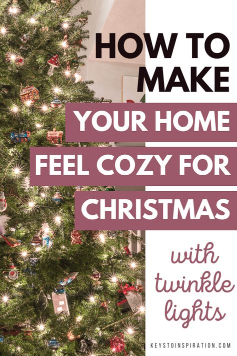 Make your home feel warm and cozy this Christmas by adding twinkle lights. Create a festive glow in your home using light up decor. #christmas #christmasdecor home decor ideas || how to decorate || creative home ideas decorating #homedecor #decorate Twinkle Light Christmas Decor, Twinkle Lights Christmas Decor, Fairy Light Christmas Decor, Decorating With Lights Indoors, Fairy Lights Christmas Decor, Twinkle Lights Aesthetic, Twinkle Lights Decor, Christmas Twinkle Lights, Fairy Lights Christmas