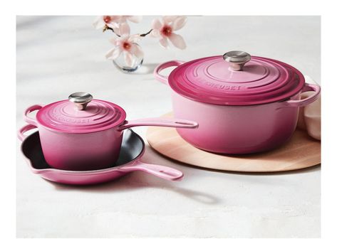 5-Piece Signature Set | Le Creuset® Official Site Pink Cookware, Le Creuset Pink, Bread Roast, Greek Lemon Chicken Soup, Lemon Chicken Soup, Induction Oven, Greek Lemon Chicken, Enameled Cast Iron Cookware, Dining Ware