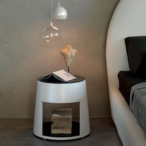 Polyurethane bedside table Round Bedside Table, Round Bedside, Round Nightstand, Luxury Sideboard, Italian Furniture Brands, Italian Furniture Modern, Cattelan Italia, Italia Design, Прикроватные Тумбочки