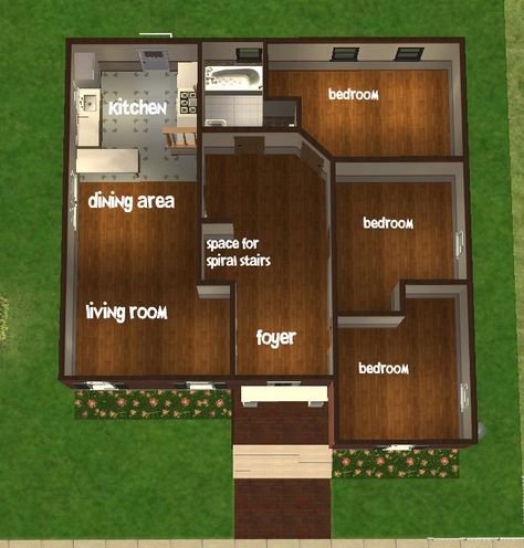 Mod The Sims - 3 Bedroom Starter, No CC Sims 3 Bedroom Ideas, Sims 3 Starter House, Sims 4 Cc Starter Home, Sims 4 Starter Home No Cc, Sims 3 Rooms, Starter House, Sims Houses, Ikea Home, Sims 4 House Design