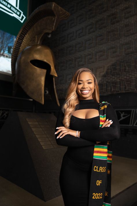 Graduate Degree Photo Shoot, Induction Photoshoot Ideas, College Graduation Black Women, Graduation Scarf Ideas, Black College Graduation Pictures, Graduation Pics Black Women, Grad Pics Black Women, Graduation Fits For Black Women, Hbcu Graduation Pictures Photo Ideas