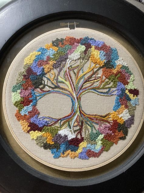 Tree Of Life Embroidery Design, Embroidered Tree Of Life, Embroidery Tree Of Life, Tree Of Life Embroidery Pattern, Tree Of Life Embroidery, Family Tree Embroidery, Celtic Embroidery, Embroidered Tree, Tree Embroidery