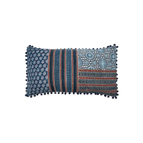 Long Patchwork Block Print Pillow  Blue by MatrBoomie on Etsy Red Throw, Block Printed Pillows, Print Pillow, Kantha Stitch, Etsy Pillow Covers, Lumbar Pillow Cover, Blue Pillows, Designer Pillow, Scatter Cushions