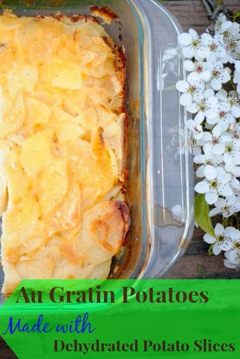 image: recipe idea for dehydrated potato slices Homemade Au Gratin Potatoes, Dehydrated Potatoes, Dehydrate Potatoes, Au Gratin Potatoes, Au Gratin Potato Recipes, Gratin Potatoes, Diy Mixes, Potato Slices, Dried Potatoes