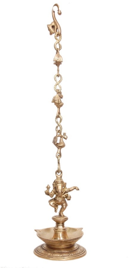 Hanging Deepam, Pooja Corner, Hanging Deepam Lamps In Pooja Room, Brass Decor Indian Pooja Room, Silver Deepam, Santana Dharma, Indian Lamps, Brass Deepam, Brass Samai Diya