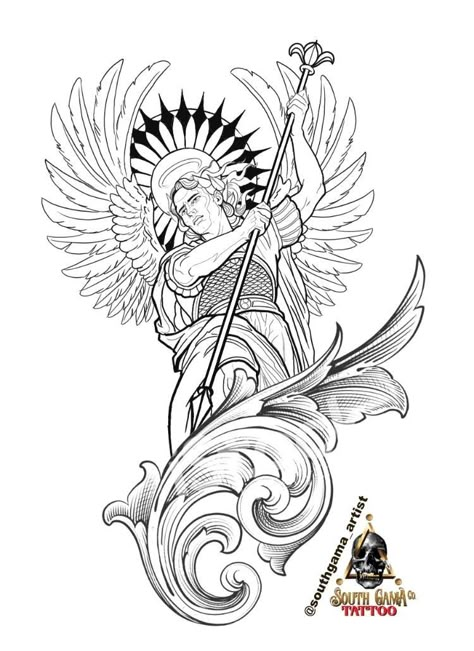 Angel Tattoo Drawings, Armor Sleeve Tattoo, Unique Half Sleeve Tattoos, Guardian Angel Tattoo, Tattoo Angel, Archangel Tattoo, Half Sleeve Tattoos, Greek Mythology Tattoos, Tattoo Zeichnungen