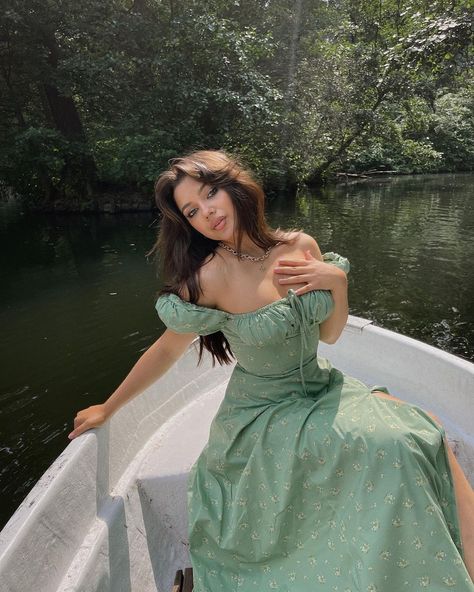 Michaela Berdaga’s Instagram profile post: “Be one with nature🌿 @houseofcbde *Anzeige” Michaela Berdaga, Boat Photoshoot Ideas, Aesthetic Outfits Modest, Be One With Nature, Boat Photoshoot, Dress Pose, Beach Holiday Dresses, Tight Dress Outfit, Split Long Dress