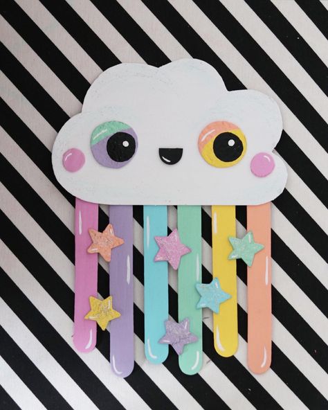 Easy Handcraft Ideas For Kids, Art And Craft With Ice Cream Sticks, Activity Using Ice Cream Stick, Art And Craft Use Ice Cream Stick, Ice Cream Sticks Craft Ideas Wall Hangings, Hanging Rainbow Craft For Kids, Kids Lab, Foam Sheet Crafts, Popsicle Crafts