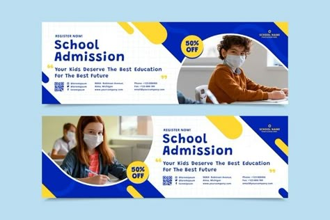 School Landing Page, School Brochure, Best Banner Design, Education Banner, School Banners, Web Ads, Banner Design Inspiration, School Labels, School Banner