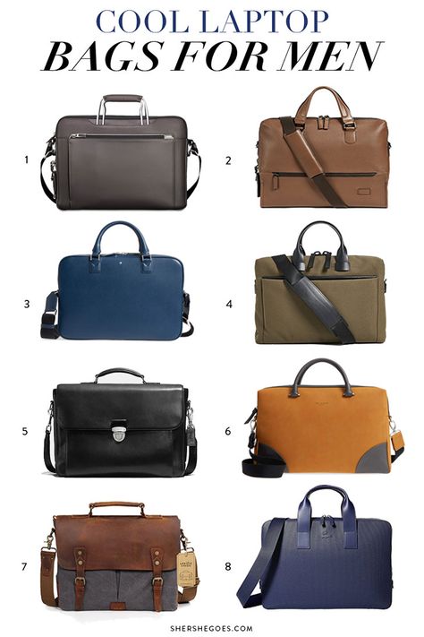 here are 8 cool laptop bags for men from our favorite stylish mens brands. whether you want to upgrade your laptop briefcase or get a classic leather laptop messenger bag, we've rounded up lots of options. #mensfashion, #menstyle, #laptop, tech bags, tech gear, business travel Mens Work Bag Business Casual, Men Briefcase Fashion, Men’s Laptop Bag, Side Bags For Men Mens Fashion, Men Work Bag, Men’s Briefcase, Laptop Bags For Men Style, Office Bag For Men, Mens Work Bags