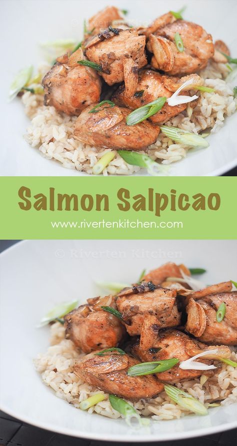 Salmon Salpicao recipe that you can make within 15 minutes! Click to view the recipe! Salmon Filipino Recipe, Pinoy Fish Recipe, Salmon Head Recipe, Salpicao Recipe, Salmon Belly, Salmon Patty, Salmon Fillet Recipes, Canned Salmon Recipes, Pescetarian Recipes