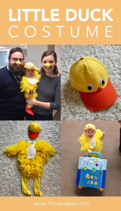 DIY little duck halloween costume Duck Costume Diy, Diy Duck Feet Costume, Homemade Duck Costume, Duck Costume For Kids, Rubber Duck Costume Diy, Toddler Duck Costume Diy, Diy Duck Costume, Diy Farm Animal Costumes, Duck Duck Goose Costume