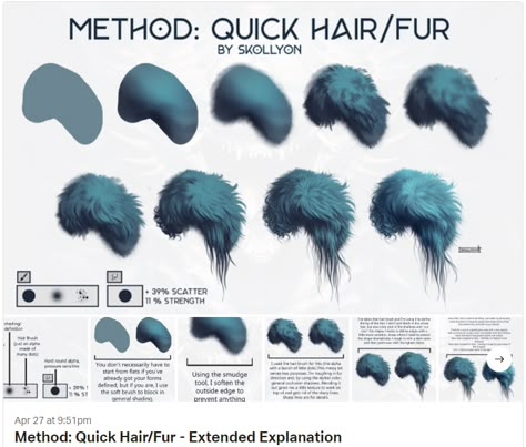 Hair Painting Tutorial, Painting Fur, Digital Painting Techniques, Digital Art Beginner, Digital Texture, Digital Painting Tutorials, Learn Art, Hair Painting, S K