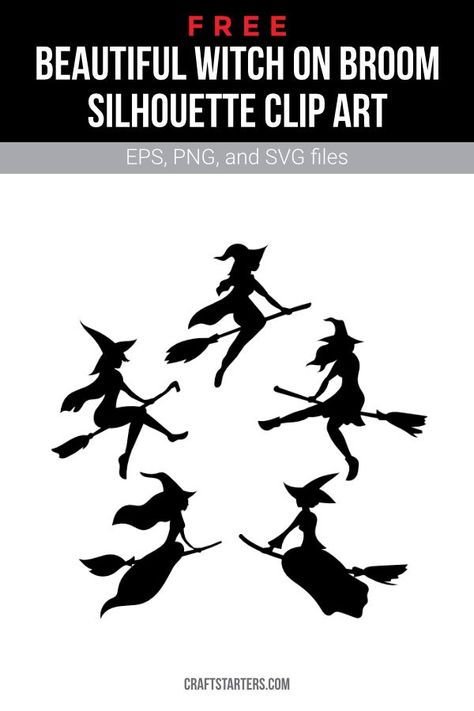 Witch On Broom, Cartoon Witch, Witch Silhouette, Witch Tattoo, Silhouette Tattoos, Beautiful Witch, Cricut Halloween, Silhouette Clip Art, Witch Broom