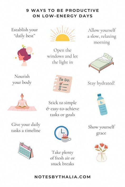 How To Be Mindful Tips, Being Productive Tips, Doing Your Best Looks Different Every Day, Self Care Low Energy, Things To Be Productive, How To Productive, Low Energy Self Care, Productive Things To Do In The Morning, Self Care When Your Energy Is Low