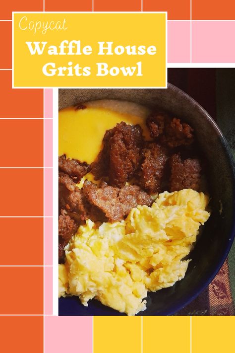 Come on Waffle House a hashbrown bowl? More like a hash-boring bowl! The last thing someone needs is a dry and dense morning meal. Move over hashbrown bowl, it’s time to let grits take the stage as the breakfast bowl’s rightful heir! #breakfast #breakfastbowl #grits #wafflehouse #copycat Waffle House Breakfast Bowl, Waffle House Grits Recipe, Hashbrown Bowl, Grits Bowl, Grits Recipe, Winter Comfort Food, Waffle House, Winter Comfort, Breakfast Bowl