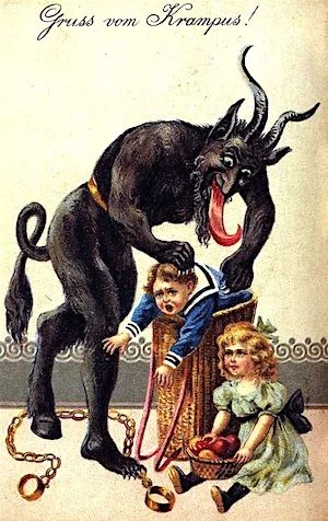 Krampus, the Christmas Devil of Alpine Europe - The German Way & More Yuki Onna, Halloween Post, Dark Christmas, Saint Nicolas, Print Greeting Cards, Baba Yaga, German Christmas, Halloween Vintage, Gremlins