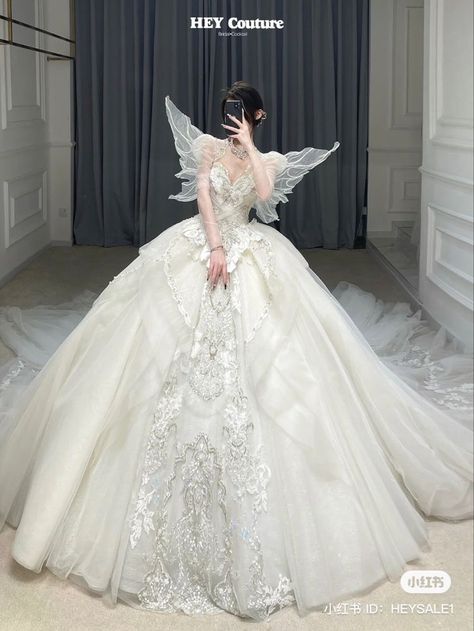 Hey Couture, Fairy Gown, Vintage Inspired Wedding Gown, Fantasy Outfits, Big Wedding Dresses, Pretty Quinceanera Dresses, Sparkle Wedding Dress, Fairy Tale Wedding Dress, Pretty Wedding Dresses