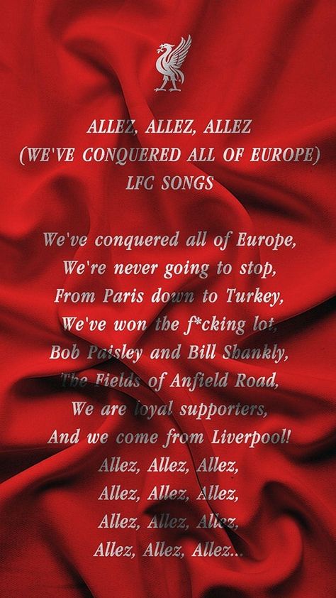 Football Songs, Liverpool Fc Quotes, Lfc Logo, Liverpool Fc Team, Liverpool Football Club Wallpapers, Football Liverpool, Ynwa Liverpool, Liverpool Anfield, Liverpool Champions