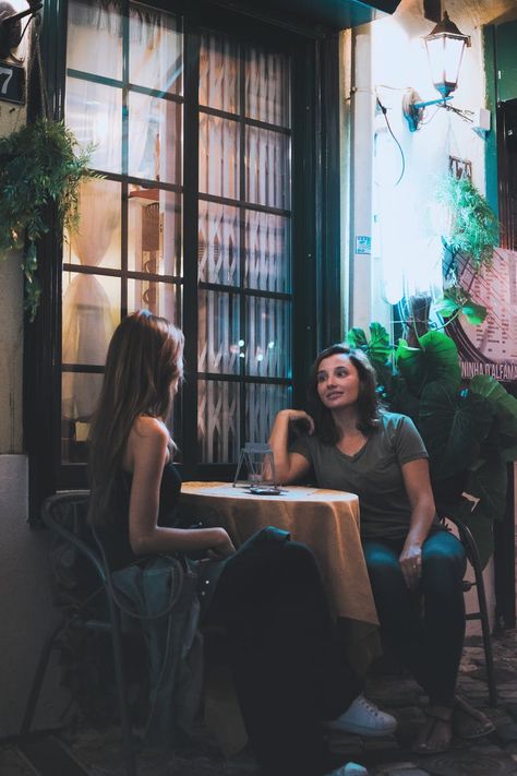 Sitting At Table, People Street, Restaurant Photography, Get A Girlfriend, Human Interaction, Positive Psychology, People Sitting, Photo Pose, Human Connection